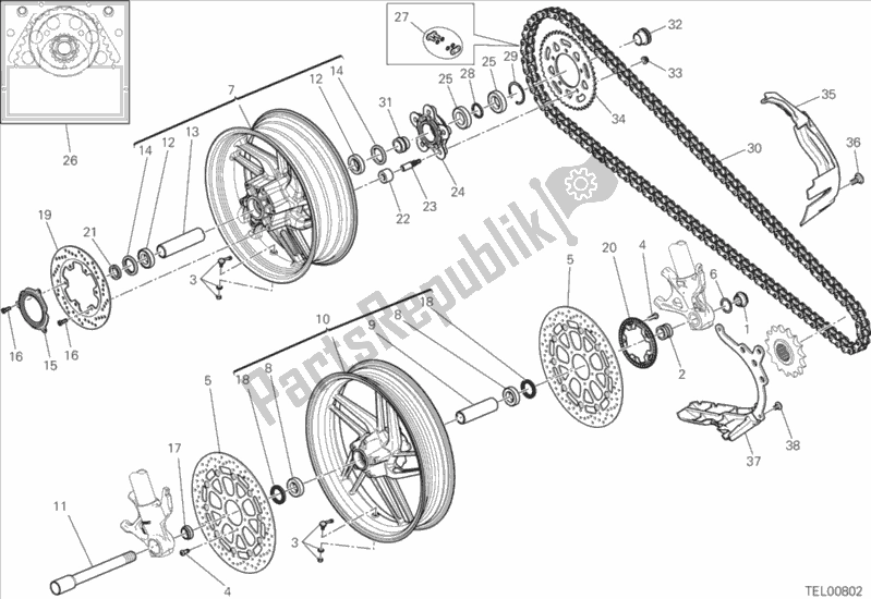 Wszystkie części do Ruota Anteriore E Posteriore Ducati Superbike 959 Panigale ABS USA 2016